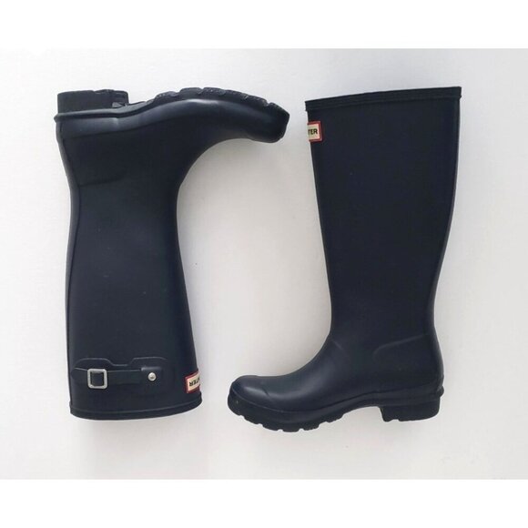 HUNTER Original Kids Classic Waterproof Tall Wellie Rain Boots Navy Blue - Picture 4 of 13